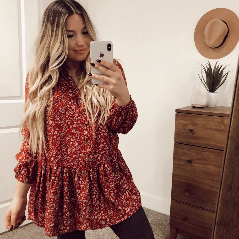 Floral drop waist tunic